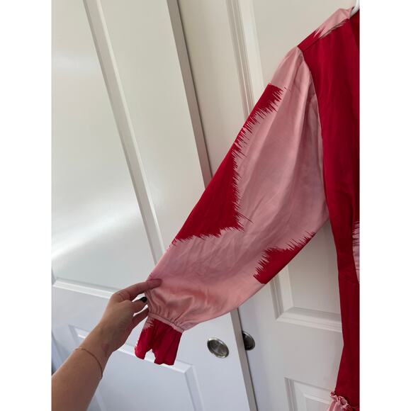 NWT Hutch Poet Sleeve Wrap Mini Dress Red Pink XS - Picture 5 of 8